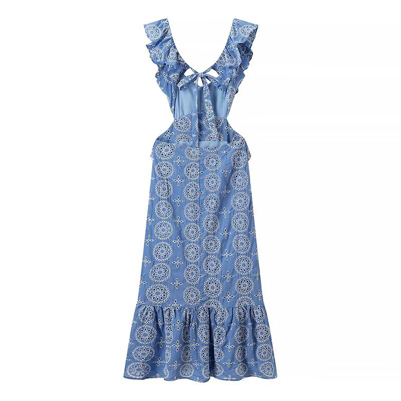 Robe maxi femme avec détails en volants et motif floral Chic und Stil