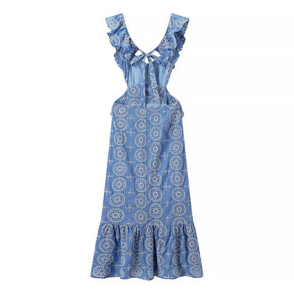 Robe maxi femme avec détails en volants et motif floral Chic und Stil