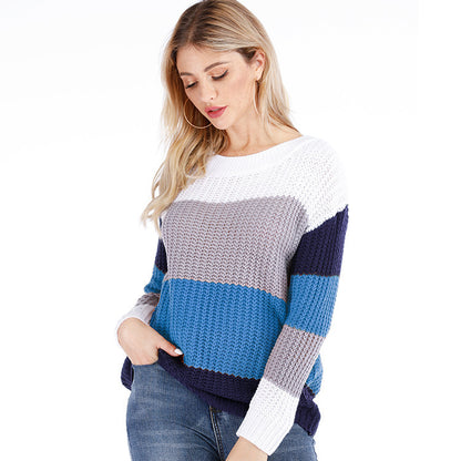 Dames pull en gros tricot avec un motif rayé tendance et une coupe ample Chic und Stil