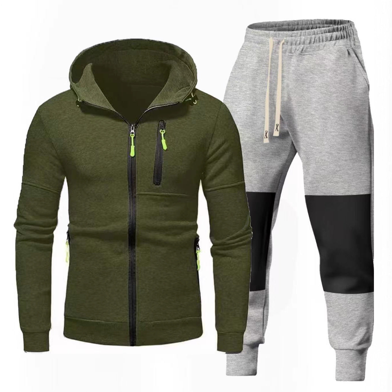 Men's Chic and Stylish Hoodie and Jogging Pants Set with Functional Zip Pockets