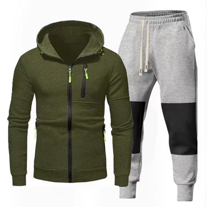 Men's Chic and Stylish Hoodie and Jogging Pants Set with Functional Zip Pockets