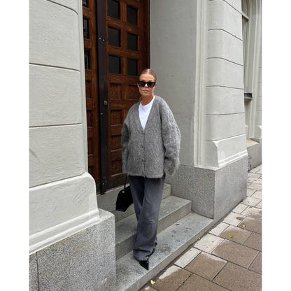 Cardigan en tricot décontracté pour femmes avec coupe oversized et détails de bouton Chic und Stil
