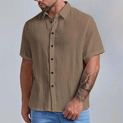 Chemise à manches courtes structurée pour hommes avec détails de boutons modernes Chic und Stil