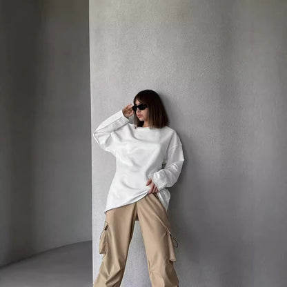 Pull over oversized décontracté pour femmes en mélange de coton doux Chic und Stil