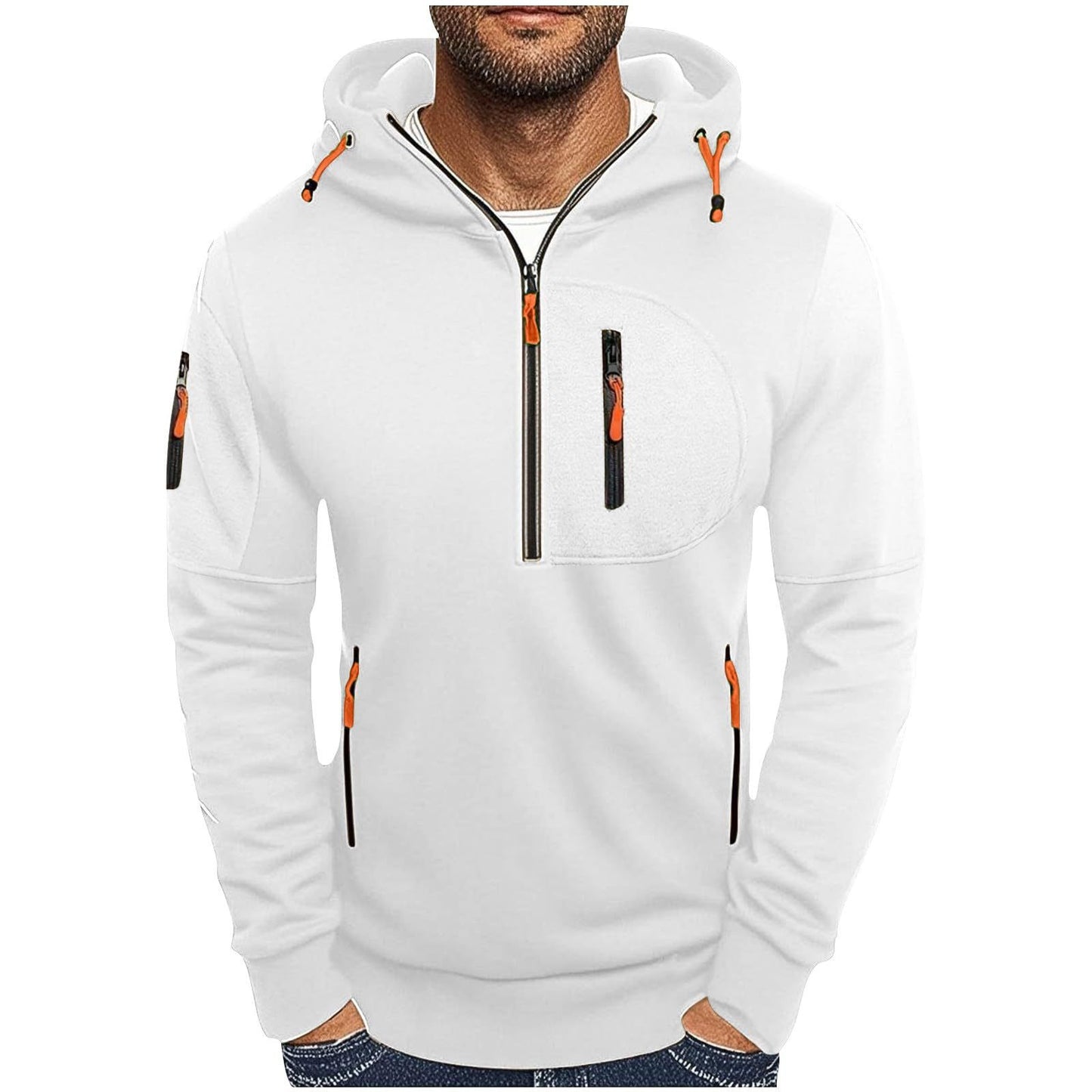 Functional hooded jacket for men with innovative 1/2 zip Chic and Style