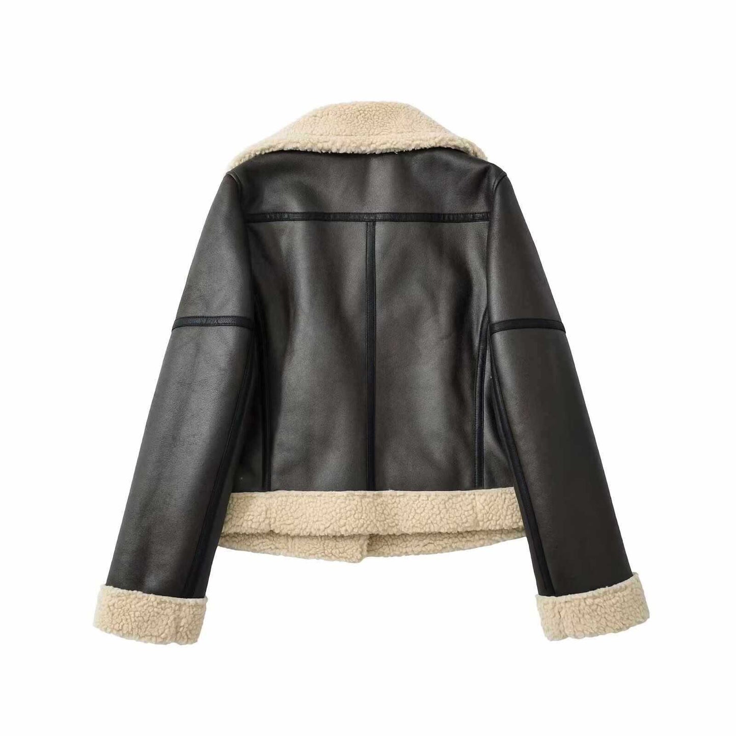 Dames cuir synthétique veste de biker avec doublure douce et détails élégants Chic und Stil