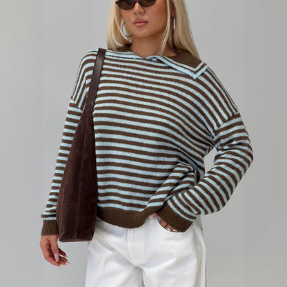 Pull rayé pour dames avec capuche décontractée et matériau doux Chic und Stil