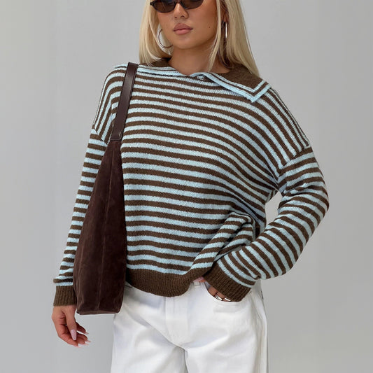 Pull rayé pour dames avec capuche décontractée et matériau doux Chic und Stil