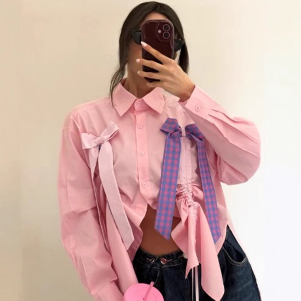 Chemisier femme avec des nœuds décoratifs et détail froncé Chic und Stil