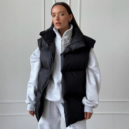 Dames gilet rembourré avec col haut et poches latérales pratiques Chic und Stil