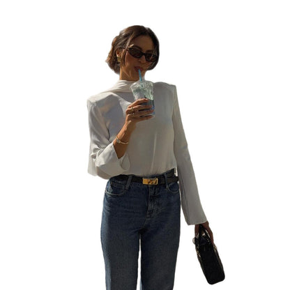 Dames Élégant haut en coton avec coupe innovante Chic und Stil