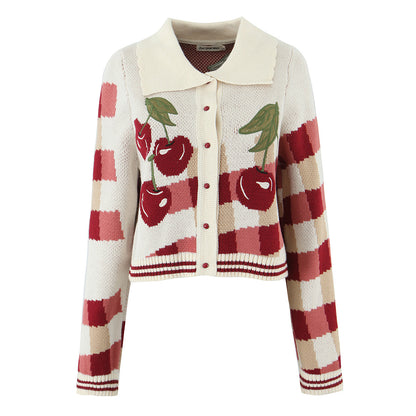 Dames enjouée Veste en tricot cropped avec motif floral de cerisier Chic und Stil