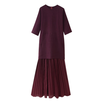 Robe maxi femme avec design plissé de haute qualité et coupe moderne Chic und Stil