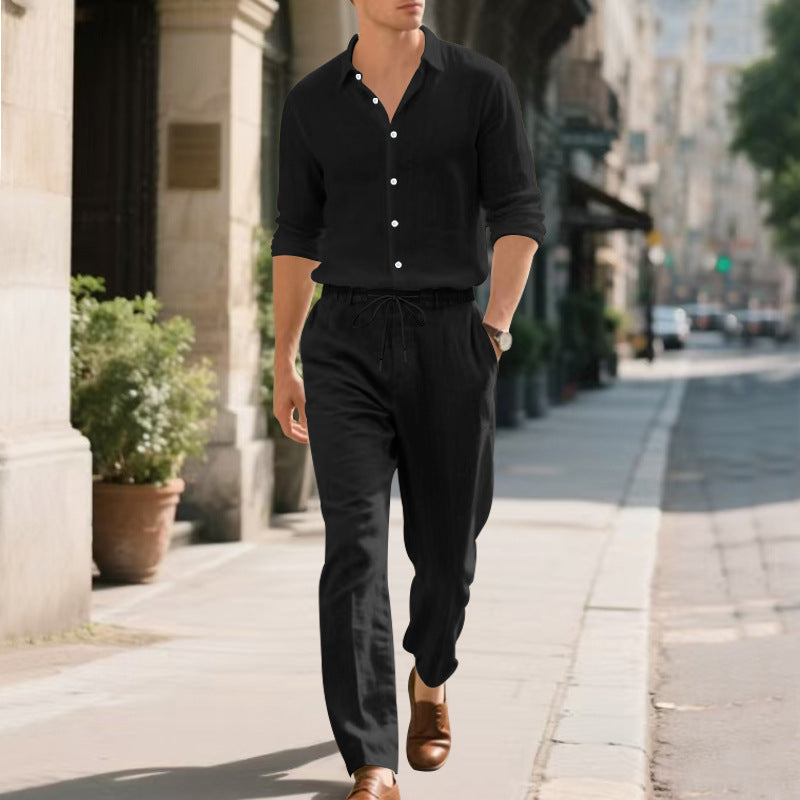 Casual linen pants for men with adjustable drawstring and modern fit Chic and Style