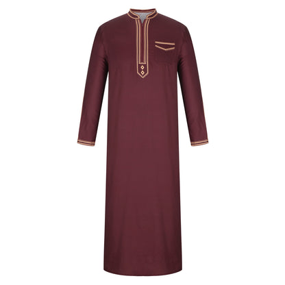 Homme robe longue traditionnelle avec broderie décorative et élégante patte de boutonnage Chic und Stil
