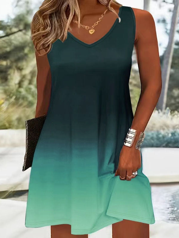 Robe A-ligne à décolleté en V Chic und Stil pour femmes Freizeit