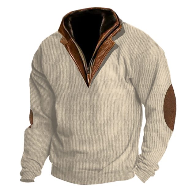 Pull en tricot pour hommes avec détails en cuir et col haut Chic und Stil