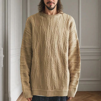Pull à grosse maille pour femmes avec un motif alvéolé unique et un col haut Chic und Stil