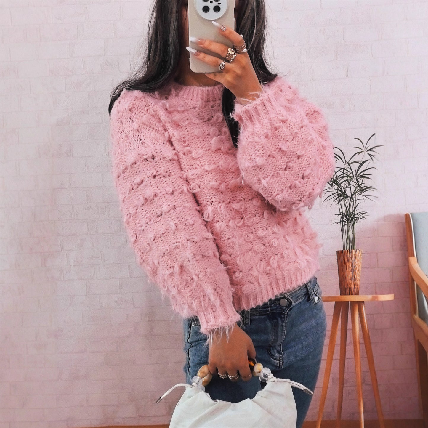 Pull-over oversized décontracté pour femmes en matériau texturé avec design unique Chic und Stil