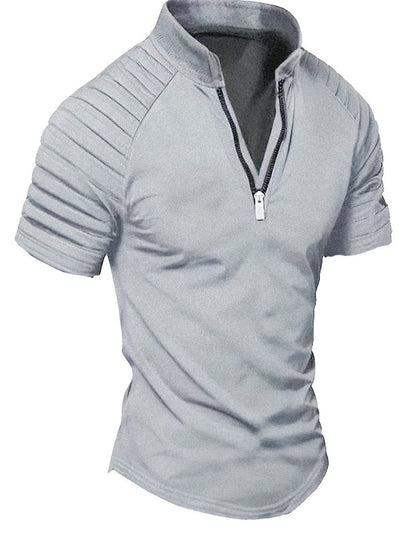T-shirt de sport à manches courtes pour hommes avec fermeture éclair structurée Chic und Stil