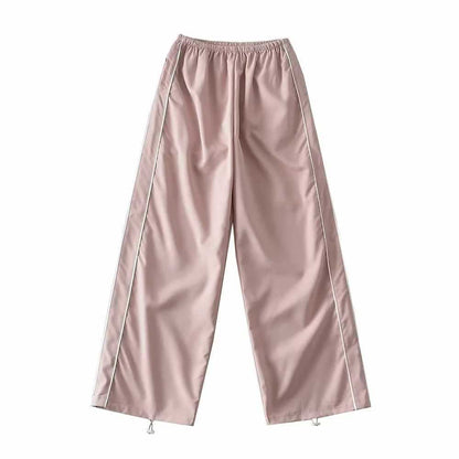 Damen weite Sporthose mit elastischem Bund und seitlichen Kontraststreifen Chic und Stil