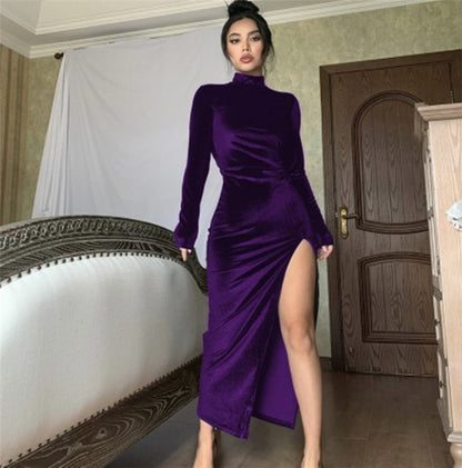 Robe enveloppante élégante pour femmes avec décolleté haut et fente latérale Chic und Stil