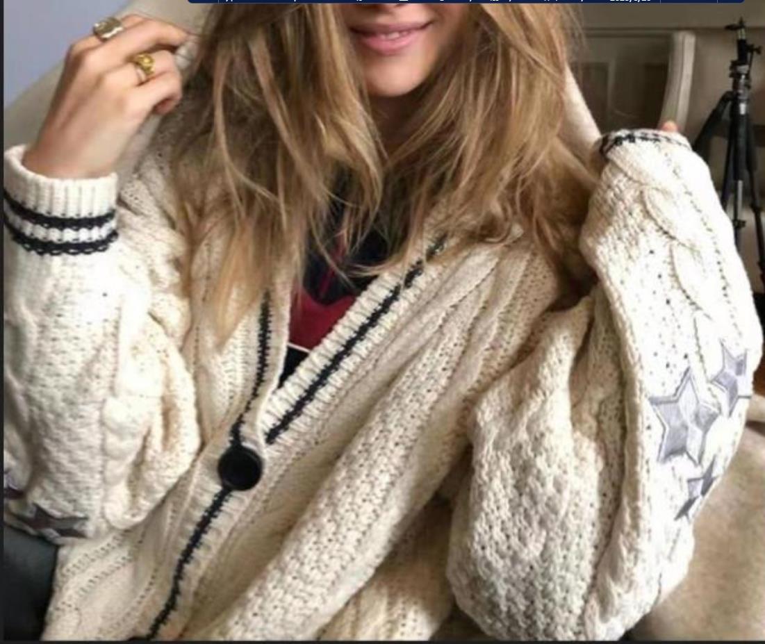 Dames grosse tricot cardigan avec détails en étoiles et boutons décoratifs Chic und Stil