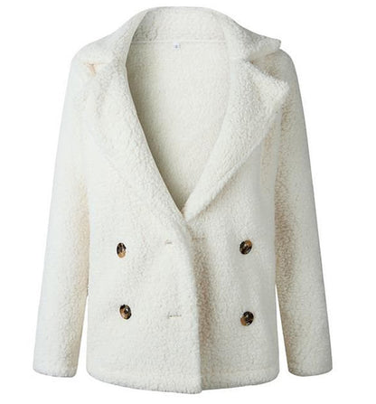 Dames Blazer en fausse fourrure à double boutonnage Chic und Stil