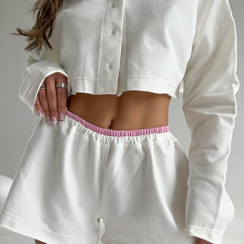 Women Comfortable Leisure Blouse and Shorts Set Chic and Style