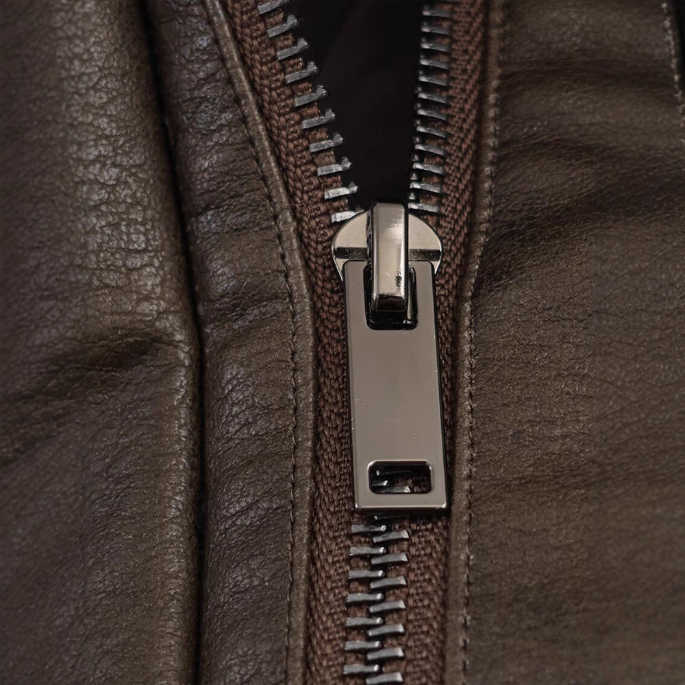 Damen Veste en similicuir avec col en fausse fourrure amovible et poches pratiques Chic und Stil