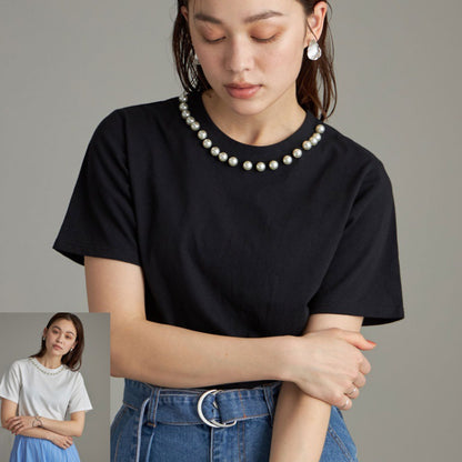 Dames Élégante blouse de loisir accentuée de perles Chic und Stil