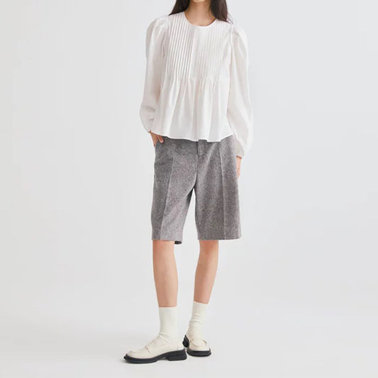 Blouse à manches bouffantes plissées Chic und Stil pour femmes