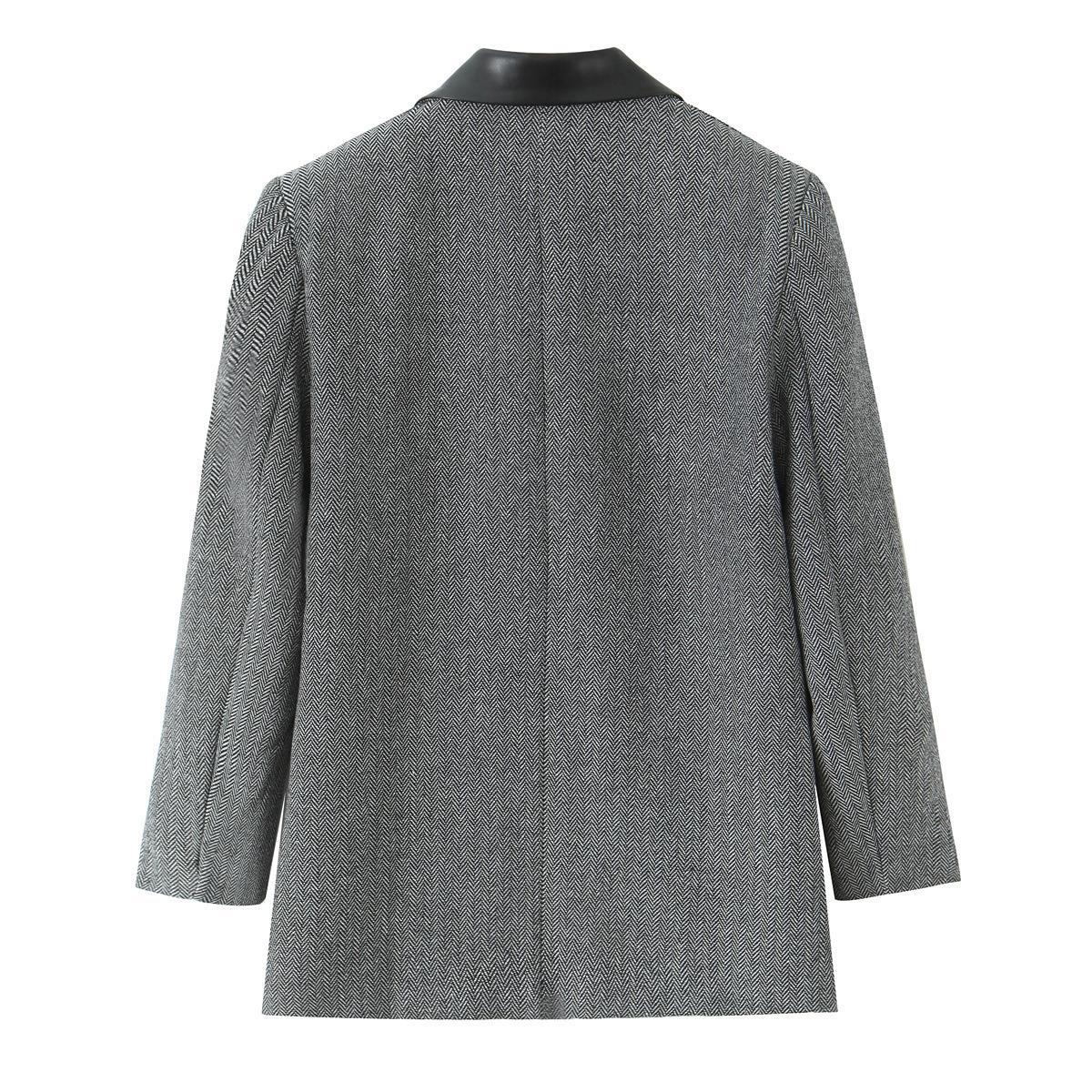 Blazer féminin tendance avec motif pied-de-poule élégant et col doux Chic und Stil