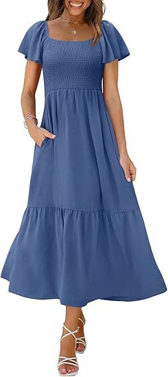 Robe maxi femme avec bretelles fines et volants volumineux Chic und Stil