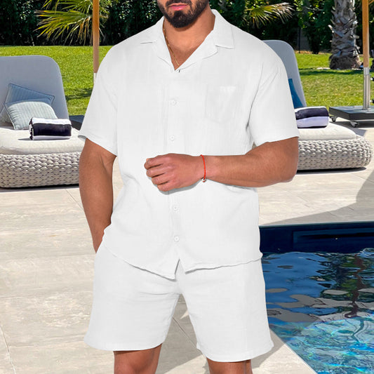 Hommes haut d'été à manches courtes avec shorts confortables Chic und Stil