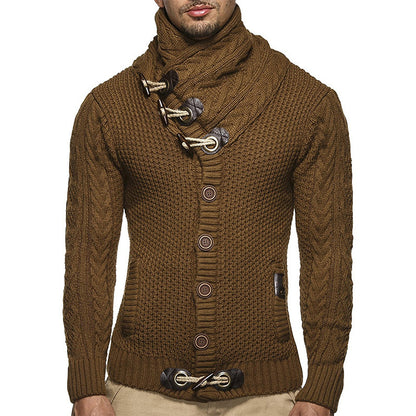 Asymmetrical collar knit jacket for men Chic und Stil