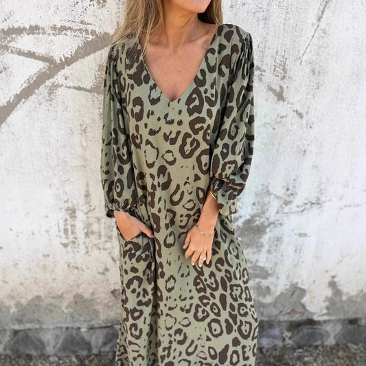 Robe maxi pour femmes avec décolleté V profond et poches latérales Chic und Stil