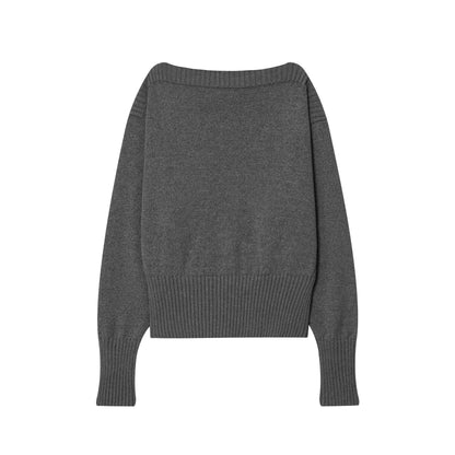 Pull en tricot décontracté pour femmes avec col large et poignets contrastés Chic und Stil