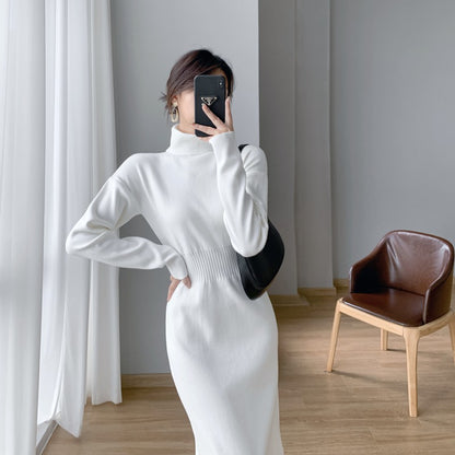 Robe tricot élégante pour femmes avec col haut et silhouette cintrée Chic und Stil