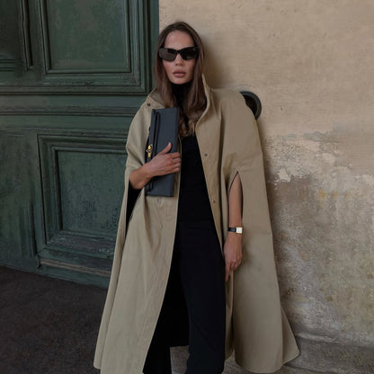 Dames élégant trench-coat avec un col haut et des fentes latérales Chic und Stil