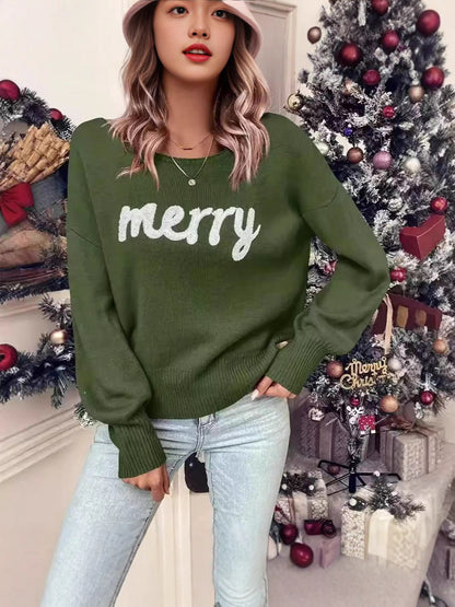 Pull-over tricot pour femmes avec inscription festive Chic und Stil