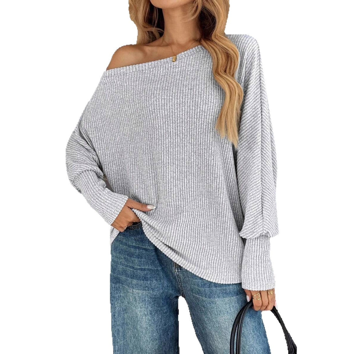 Pull en rib à encolure décontracté pour femmes avec ourlet asymétrique et coupe ample Chic und Stil
