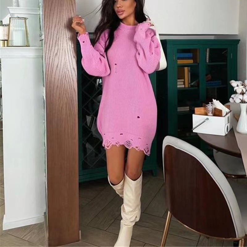 Robe en tricot pour femmes avec coupe décontractée et détails usés Chic und Stil