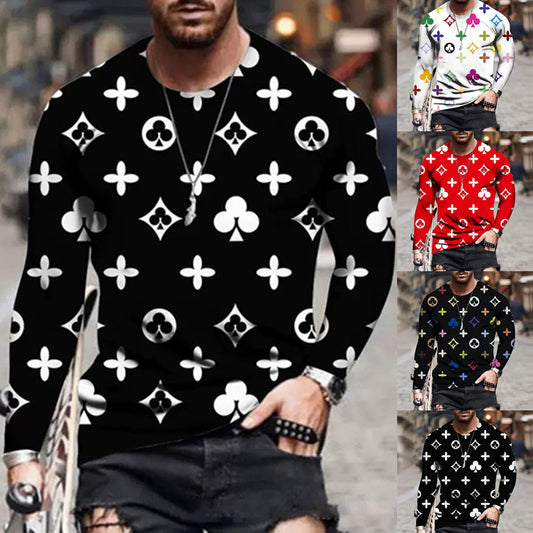 Chemise à manches longues pour hommes avec un design créatif et des symboles colorés Chic und Stil