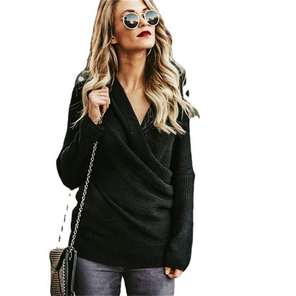 Pull-over tricot décolleté pour femmes avec design drapé et coupe décontractée Chic und Stil