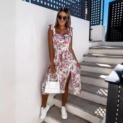 Robe midi à fente haute imprimé floral Chic und Stil