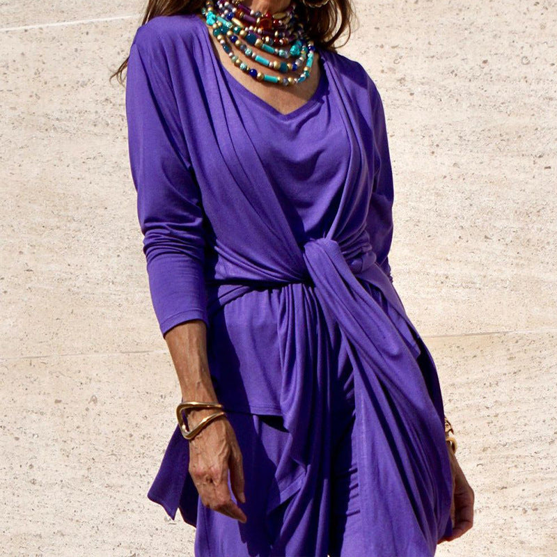 Casual set for women consisting of a long sleeve top and wide leg pants Chic und Stil