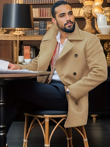 Classic and elegant wool coat for men with double-breasted Chic and Style