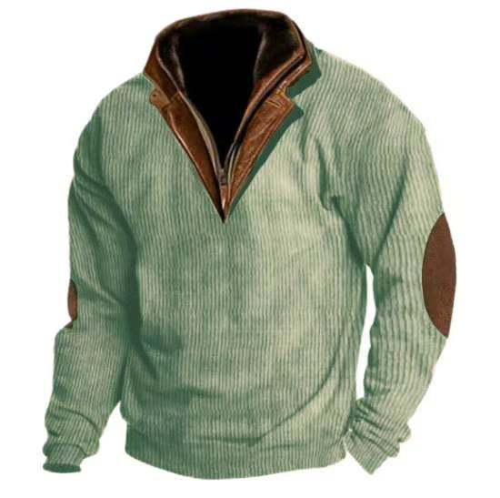 Pull en tricot pour hommes avec détails en cuir et col haut Chic und Stil