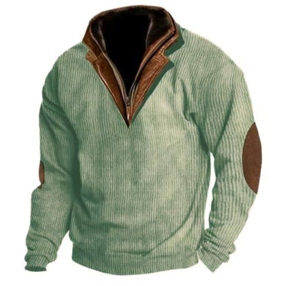 Pull en tricot pour hommes avec détails en cuir et col haut Chic und Stil